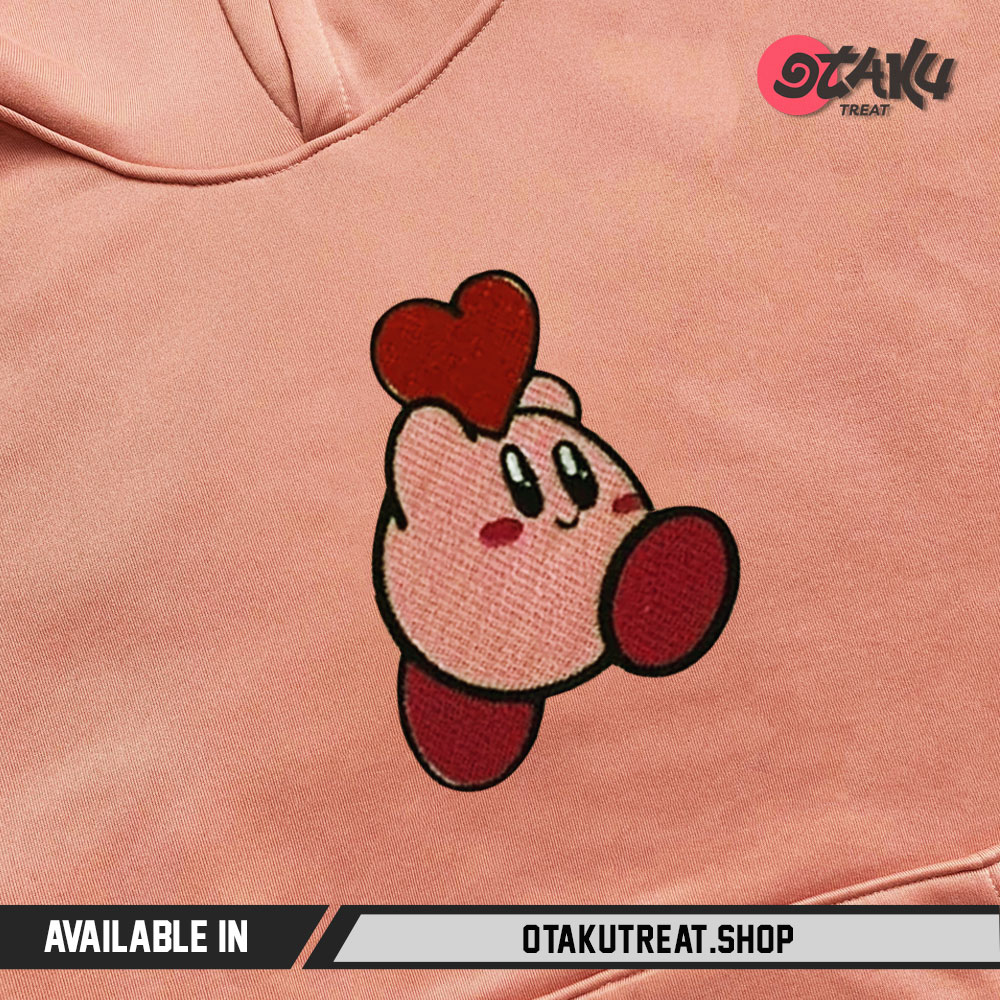 Kirby Heart Embroidered Hoodie Sweatshirt 1