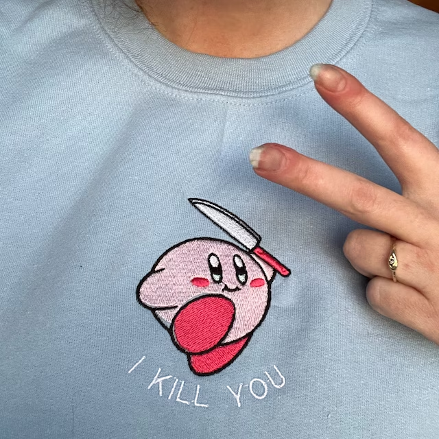 Kirby Heart Embroidered Hoodie / Sweatshirt / T-shirt photo review