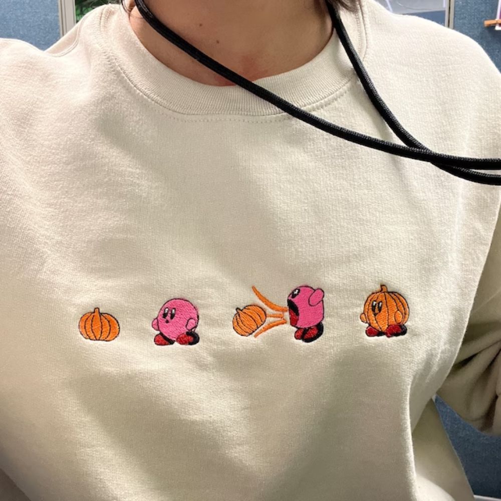 Kirby Pumpkin Embroidered Hoodie / Sweatshirt / T-shirt photo review