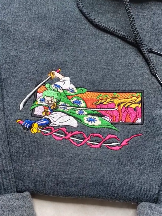 The Three Swordsman Zoro Embroidered Hoodie / Sweatshirt photo review